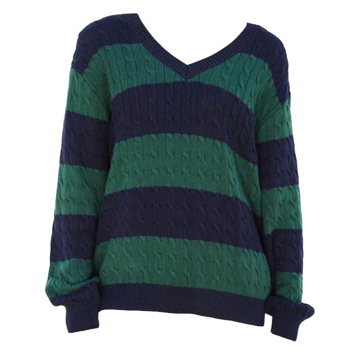 Pull en tricot rayé vert foncé