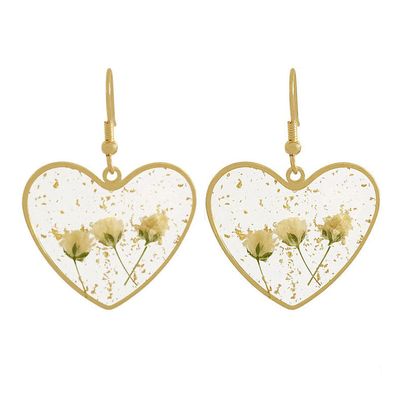 Boucles d'oreilles en forme de cœur et de fleur douce