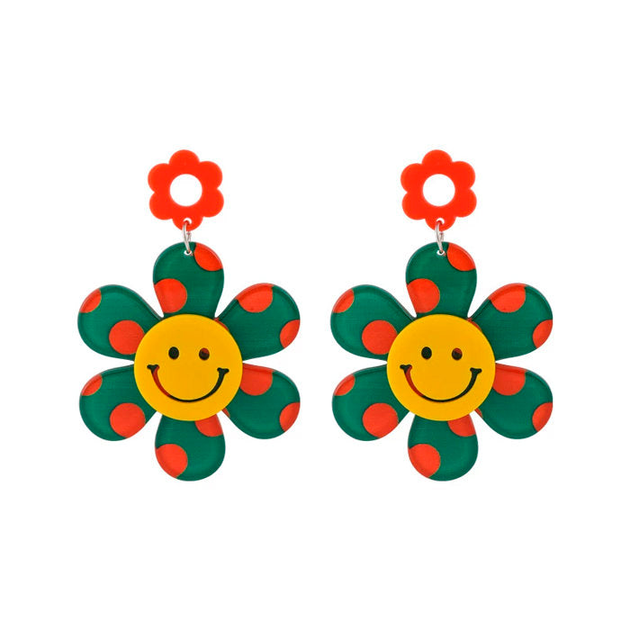 Boucles d'oreilles jolies fleurs souriantes