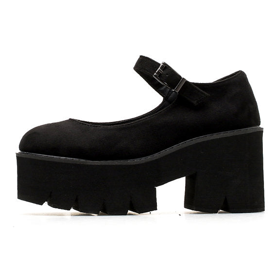 Black Faux Suede Platform Sandals