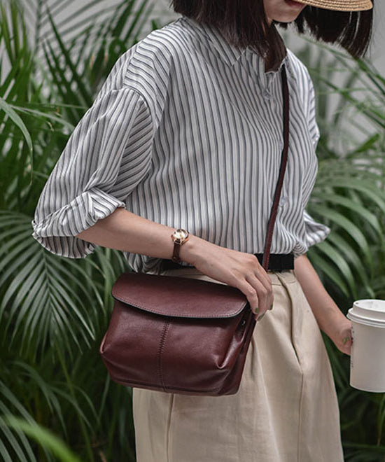 CrossBody Chocolate Messenger Fabric Bag Leather Retro