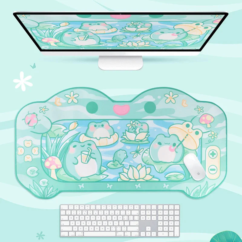 Kawaii Frog Game Desk Pad
