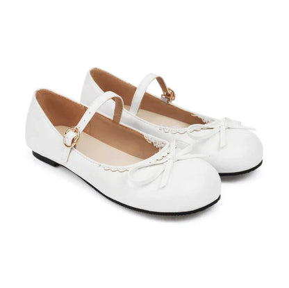 33-45 Pink Ballet Flats - Shoes Mary Bow White Janes