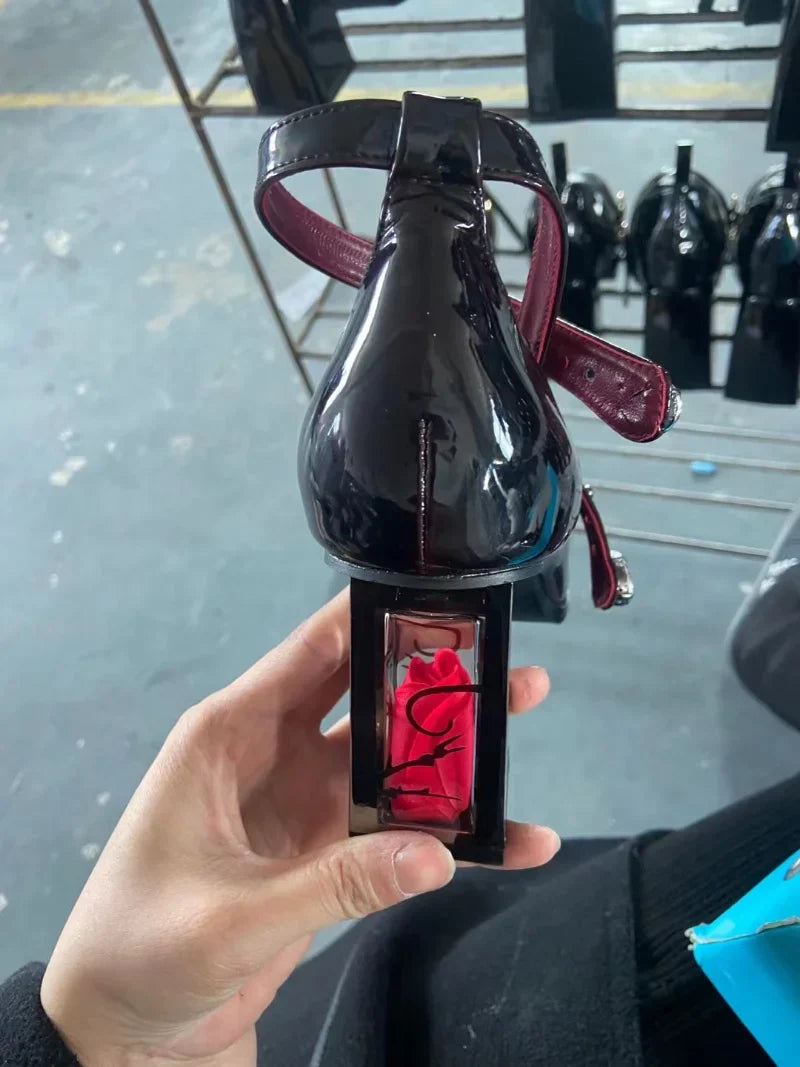 Elegant Red Wine Jane Block Heel Shoes - Mary 35-43 Rose