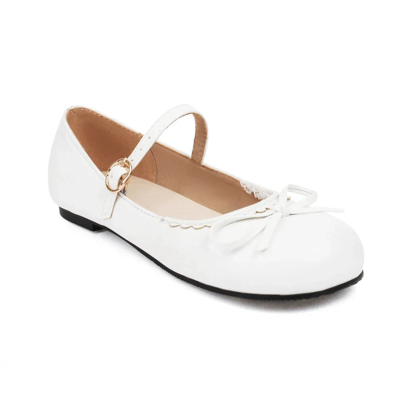 33-45 Pink Ballet Flats - Shoes Mary Bow White Janes