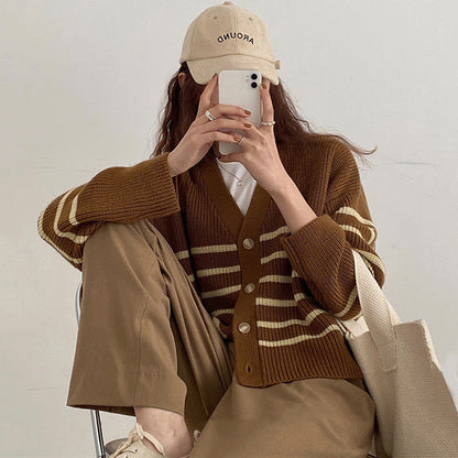 Lässiger gestreifter Cardigan