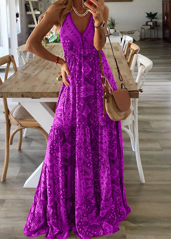 Dress Print Sleeveless Spaghetti Green Sexy Long Strap Neck V Holiday