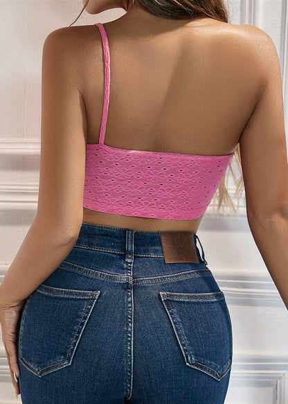 Camisole Top With Flower Dimensional Pink Shoulder Single Sexy