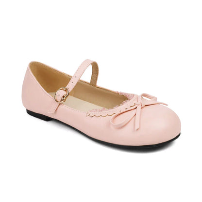 33-45 Pink Ballet Flats - Shoes Mary Bow White Janes