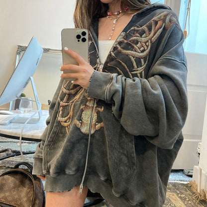 Skeleton Zip Up Hoodie boogzel apparel