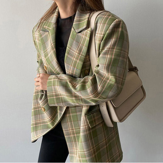 Elegant Loose Plaid Jacket