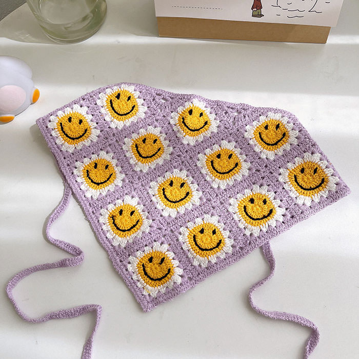 Smiley Face Crochet Bandana