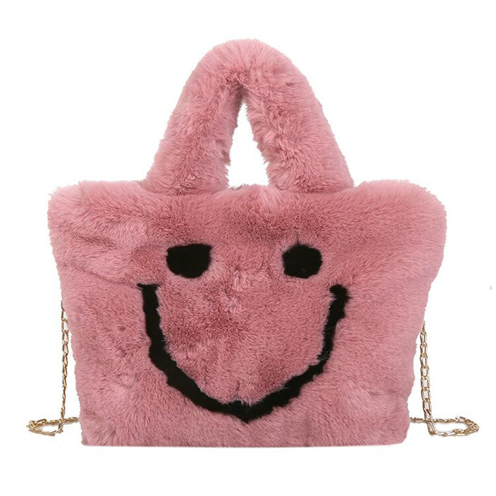 Flauschige Handtasche mit Smiley-Motiv