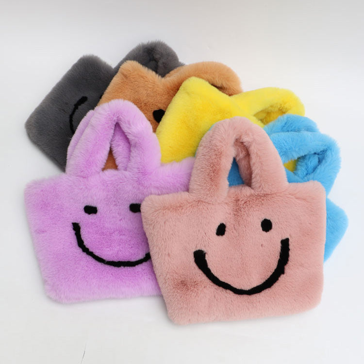 Flauschige Handtasche mit Smiley-Motiv