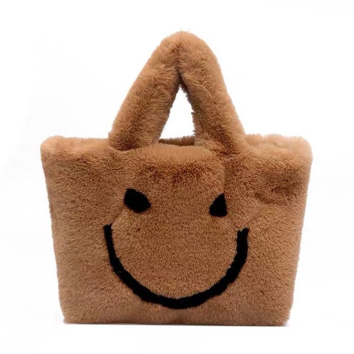 Flauschige Handtasche mit Smiley-Motiv