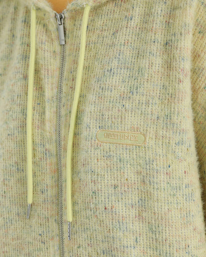 Stay warm in our yellow Casual Friday Knit Zip Hoodie. With its relaxed fit, zip-up front, and soft fabric, this hoodie is your go-to for casual, comfy vibes  boogzel clothing