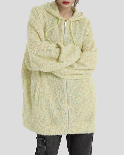 Stay warm in our yellow Casual Friday Knit Zip Hoodie. With its relaxed fit, zip-up front, and soft fabric, this hoodie is your go-to for casual, comfy vibes  boogzel clothing