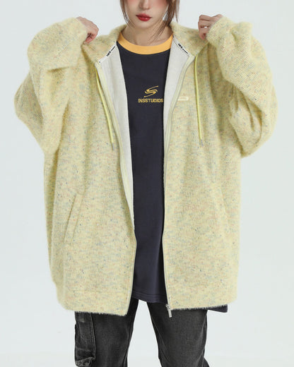 Stay warm in our yellow  Casual Friday Knit Zip Hoodie. With its relaxed fit, zip-up front, and soft fabric, this hoodie is your go-to for casual, comfy vibes  boogzel clothing