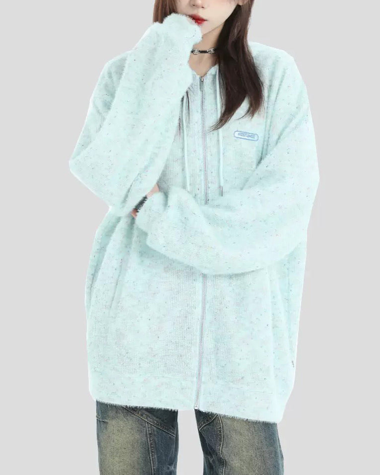 Stay warm in our blue Casual Friday Knit Zip Hoodie. With its relaxed fit, zip-up front, and soft fabric, this hoodie is your go-to for casual, comfy vibes  boogzel clothing