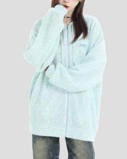 Stay warm in our blue Casual Friday Knit Zip Hoodie. With its relaxed fit, zip-up front, and soft fabric, this hoodie is your go-to for casual, comfy vibes  boogzel clothing