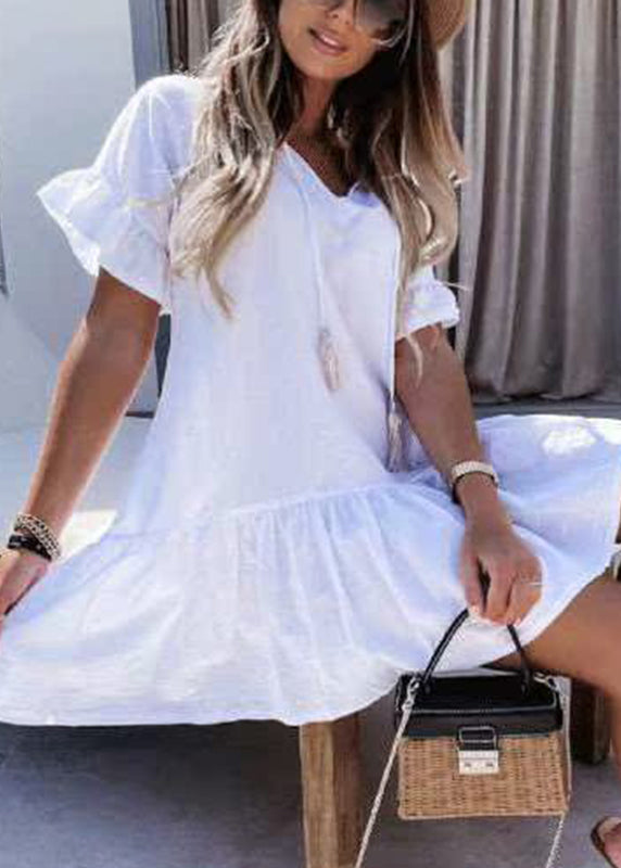 Neck Dresses Baby V Blue Mid Vacation Patchwork Style Summer