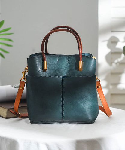 Large Durable Style Tote Handbag Orange Leather