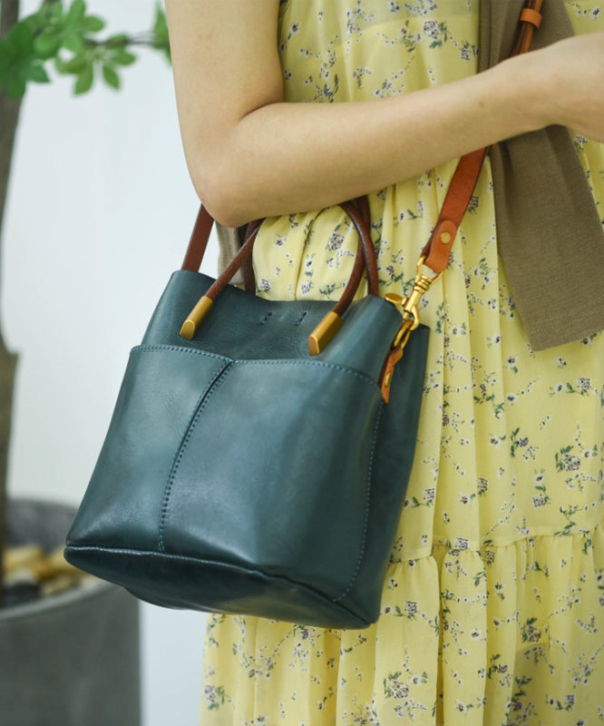 Large Durable Style Tote Handbag Orange Leather