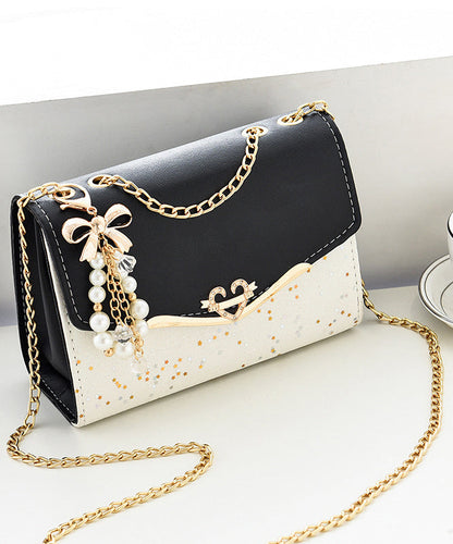 Linked Stylish Chain Faux Flap Beige Leather Bag