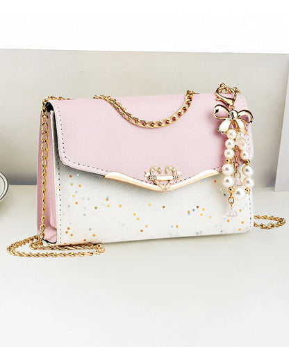 Linked Stylish Chain Faux Flap Beige Leather Bag