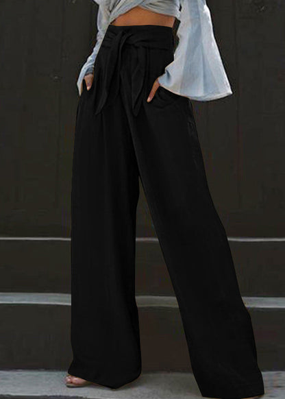 Stylish Yellow High Waist Pockets Wide Leg Pants Summer