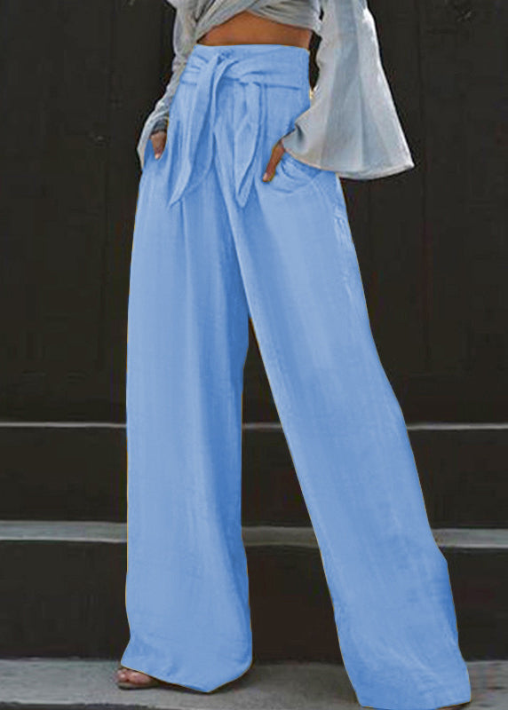 Stylish Yellow High Waist Pockets Wide Leg Pants Summer