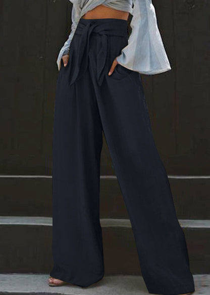 Stylish Yellow High Waist Pockets Wide Leg Pants Summer