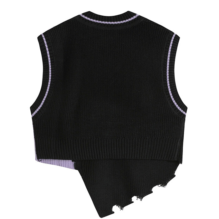 Purple Flowers Knit Vest