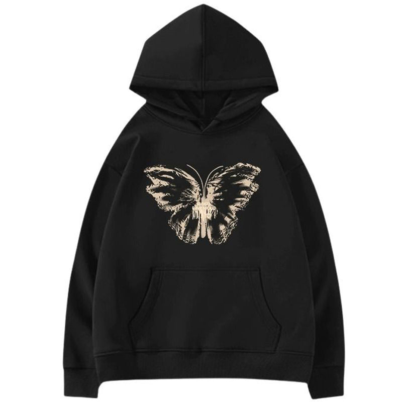 This cute aesthetic hoodie features a bold butterfly graphic and a cozy oversized fit, perfect for aesthetic outfits - boogzel clothing