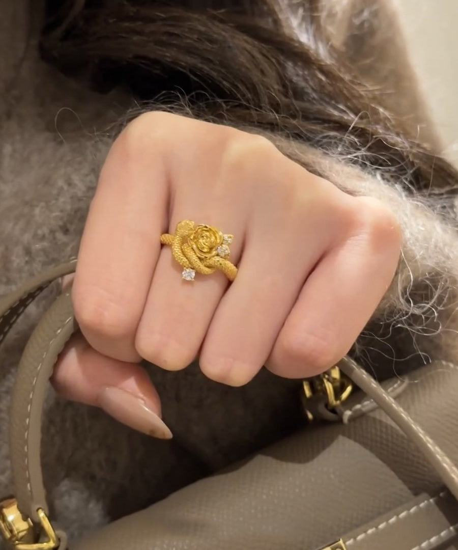 Gold Sterling And Rings Zircon Snake Overgild Rose Silver Unique