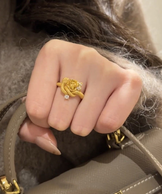 Gold Sterling And Rings Zircon Snake Overgild Rose Silver Unique