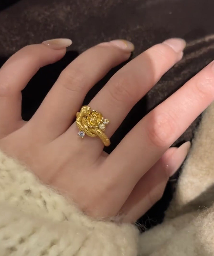 Gold Sterling And Rings Zircon Snake Overgild Rose Silver Unique