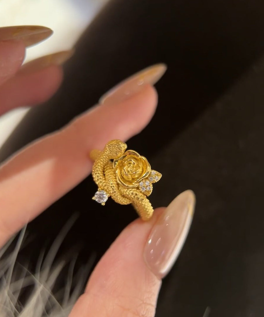 Gold Sterling And Rings Zircon Snake Overgild Rose Silver Unique