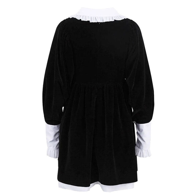 Mini-robe noire à col en velours