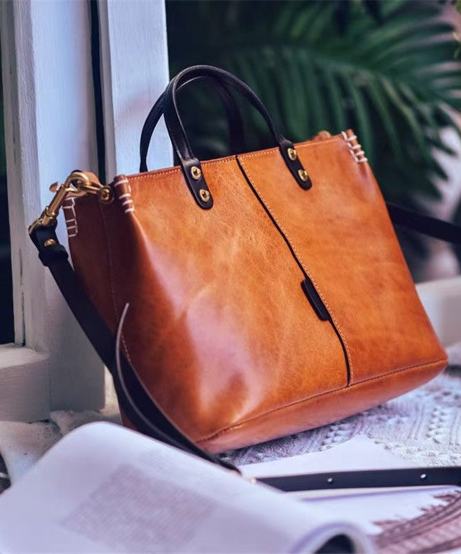 Vintage Handbag Large Durable Tote Brown Leather
