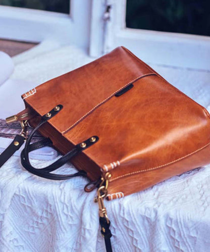 Vintage Handbag Large Durable Tote Brown Leather