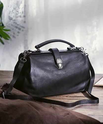 Large Brown Leather Capacity Handbag Tote Vintage