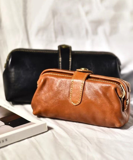 Clutch Leather Durable Vintage Solid