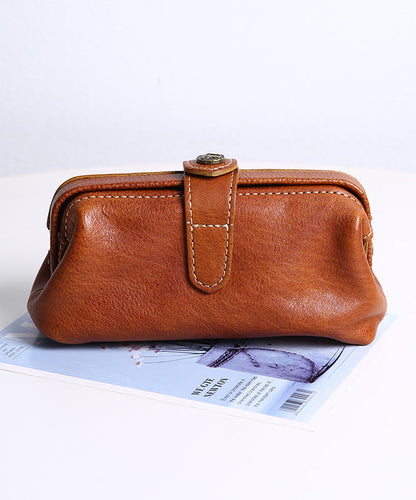 Clutch Leather Durable Vintage Solid