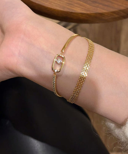 Set Stainless Gold Chain Steel Bracelet Vogue Two-Piece Zircon