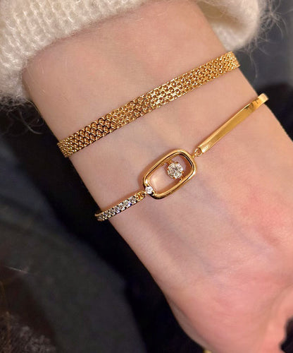 Set Stainless Gold Chain Steel Bracelet Vogue Two-Piece Zircon