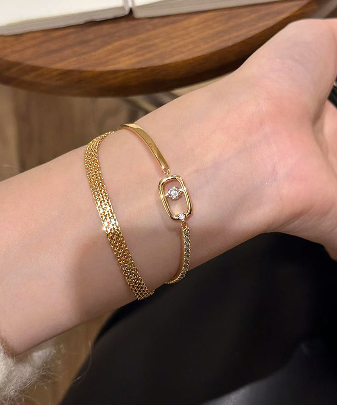 Set Stainless Gold Chain Steel Bracelet Vogue Two-Piece Zircon