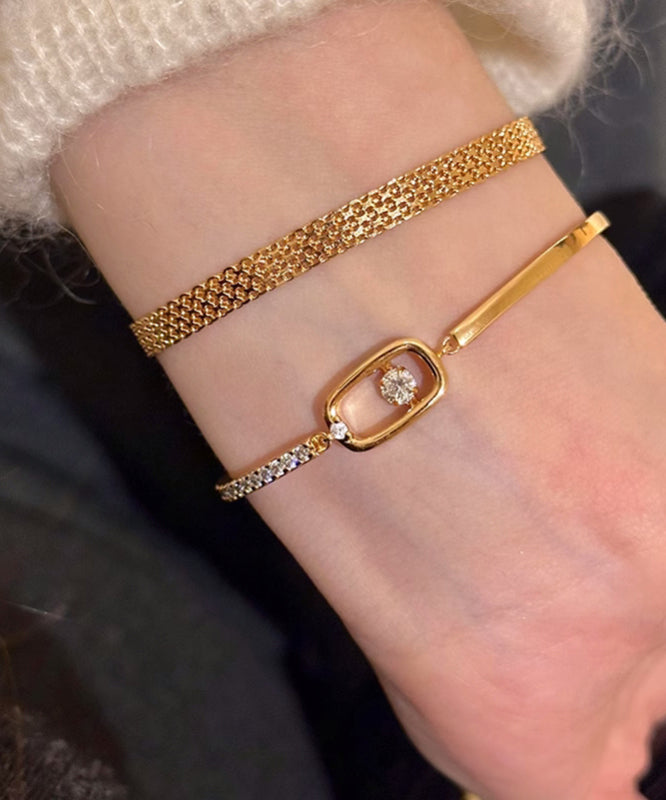 Set Stainless Gold Chain Steel Bracelet Vogue Two-Piece Zircon