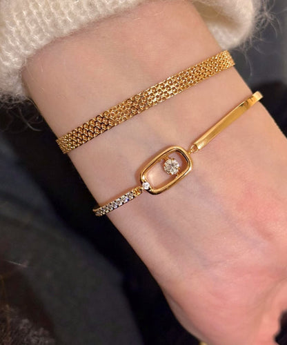 Set Stainless Gold Chain Steel Bracelet Vogue Two-Piece Zircon