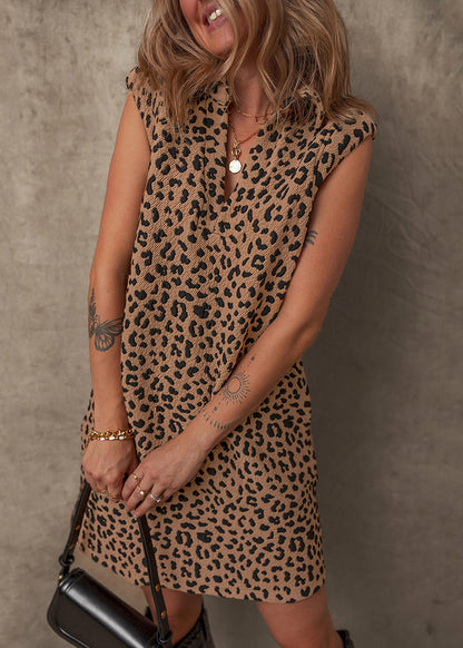 Dress Mid Patchwork Vogue Print Leopard Sleeveless